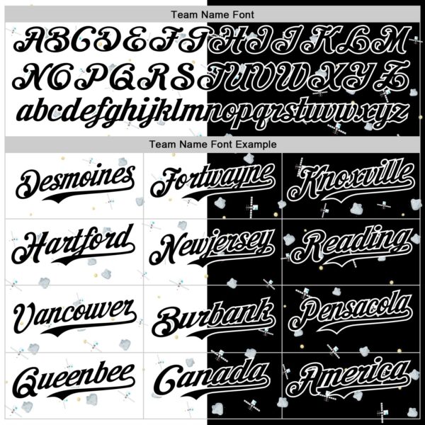 Custom Black White 3D Pattern Design Space Satellite Authentic Baseball Jersey