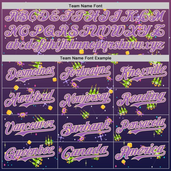 Custom Purple Medium Purple-City Cream 3D Pattern Design Retro Pixel Arcade Game Authentic Baseball Jersey