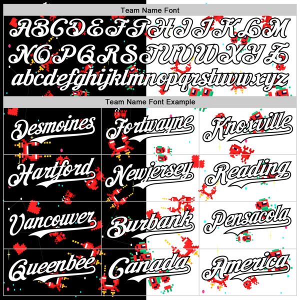 Custom Black White 3D Pattern Design Retro Pixel Arcade Game Authentic Baseball Jersey