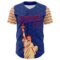 Custom Royal Fire Red-Cream 3D Pattern Design Patriotic American Symbol Statue of Liberty Authentic Baseball Jersey
