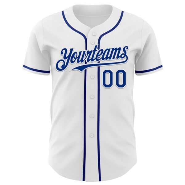 Custom White Royal 3D Pattern Design Patriotic American Symbol Statue of Liberty Authentic Baseball Jersey