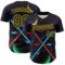 Custom Black Yellow 3D Pattern Design Outer Space Light Swords Authentic Baseball Jersey