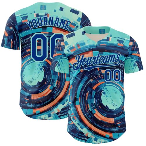 3DPattern7899 Custom Blue Royal-Ice Blue 3D Pattern Design Outer Space Authentic Baseball Jersey