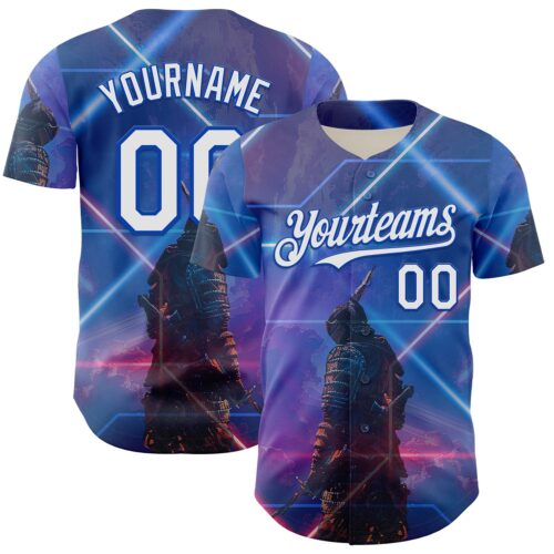 3DPattern7915 Custom Blue White-Thunder Blue 3D Pattern Design Outer Space Authentic Baseball Jersey