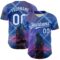Custom Blue White-Thunder Blue 3D Pattern Design Outer Space Authentic Baseball Jersey