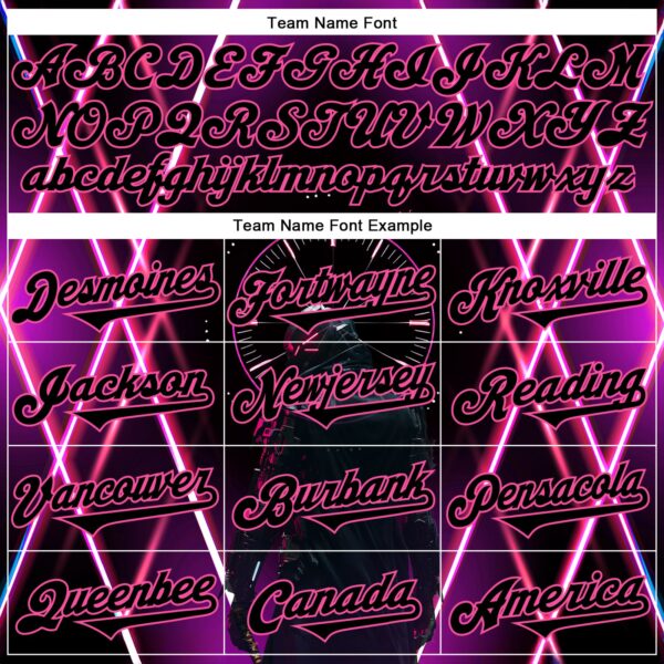 Custom Blue Black-Pink 3D Pattern Design Outer Space Light Swords Authentic Baseball Jersey