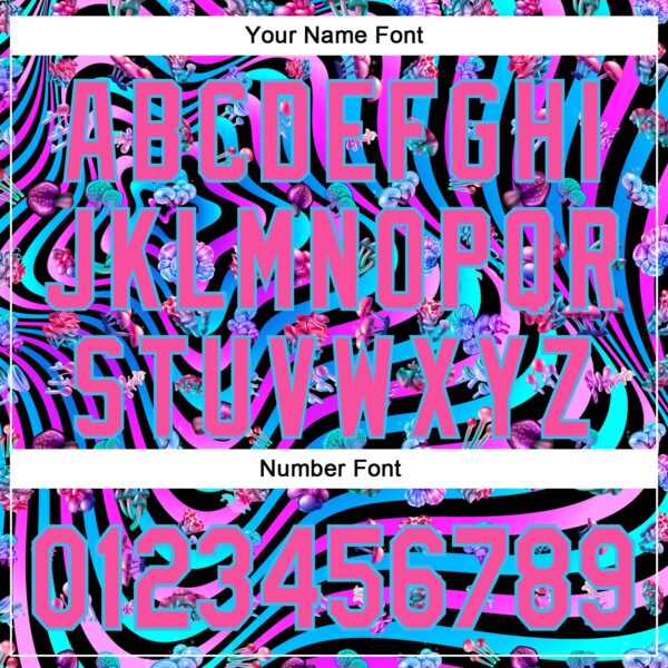 Custom Black Pink Purple-Sky Blue 3D Pattern Design Trippy Psychedelic Magic Mushrooms Authentic Baseball Jersey