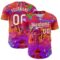 Custom Red White 3D Pattern Design Trippy Psychedelic Magic Mushrooms Authentic Baseball Jersey