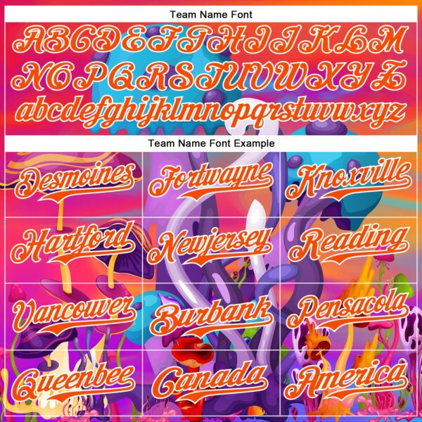 Custom Red Orange Purple-White 3D Pattern Design Trippy Psychedelic Magic Mushrooms Authentic Baseball Jersey