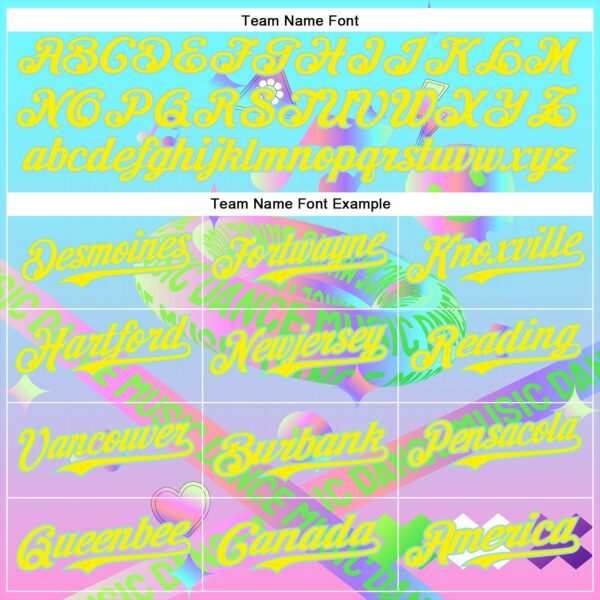 Custom Blue Light Yellow-Ice Blue 3D Pattern Design Trippy Dance Music Acid Authentic Baseball Jersey
