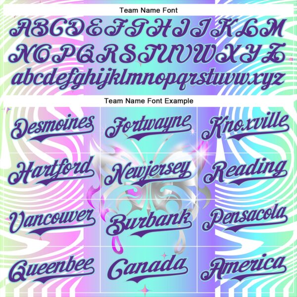 Custom Blue Purple-Ice Blue 3D Pattern Design Trippy Acid Butterfly Authentic Baseball Jersey