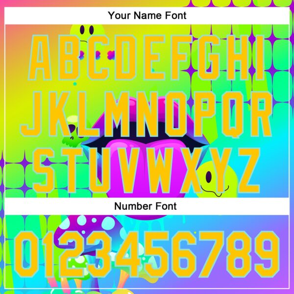 Custom Green Yellow-Ice Blue 3D Pattern Design Trippy Magic Mushrooms Acid Authentic Baseball Jersey