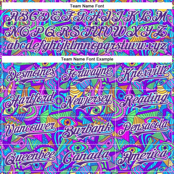 Custom Purple White 3D Pattern Design Trippy Psychedelic Eyes Authentic Baseball Jersey