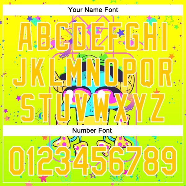 Custom Gold Yellow Green-White 3D Pattern Design Trippy Psychedelic Magic Mushrooms Authentic Baseball Jersey