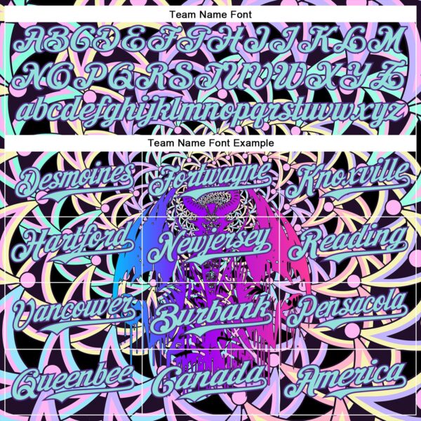 Custom Purple Ice Blue 3D Pattern Design Trippy Magic Mushrooms Devil Authentic Baseball Jersey
