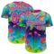 Custom Blue Hot Pink-Ice Blue 3D Pattern Design Trippy Psychedelic Magic Mushrooms Authentic Baseball Jersey