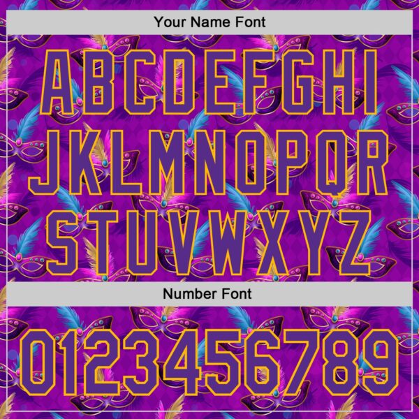 Custom Purple Gold 3D Pattern Design Mardi Gras Shrove Tuesday Authentic Baseball Jersey