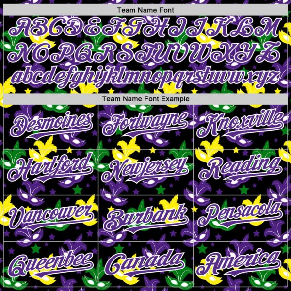 Custom Black Purple-White 3D Pattern Design Mardi Gras Shrove Tuesday Authentic Baseball Jersey