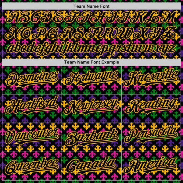 Custom Black Gold 3D Pattern Design Mardi Gras Shrove Tuesday Authentic Baseball Jersey