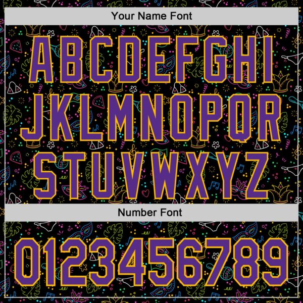 Custom Black Purple-Gold 3D Pattern Design Mardi Gras Shrove Tuesday Authentic Baseball Jersey