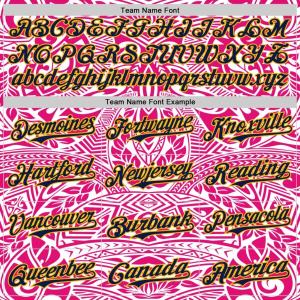 Custom Hot Pink Navy-Gold 3D Pattern Design Burner Costumes Ethnic Floral Authentic Baseball Jersey