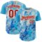 Custom Sky Blue Red-Cream 3D Pattern Design Burner Costumes Paisley Bandana Authentic Baseball Jersey