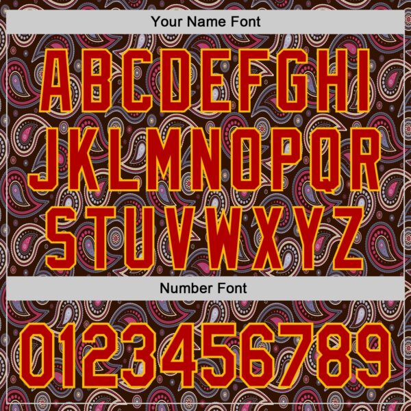 Custom Brown Red-Gold 3D Pattern Design Burner Costumes Paisley Bandana Authentic Baseball Jersey