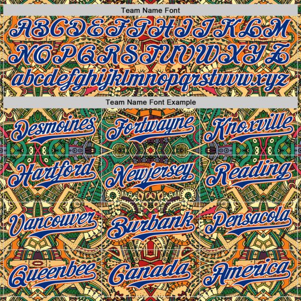 Custom Green Royal White-Orange 3D Pattern Design Burner Costumes Exotic Authentic Baseball Jersey