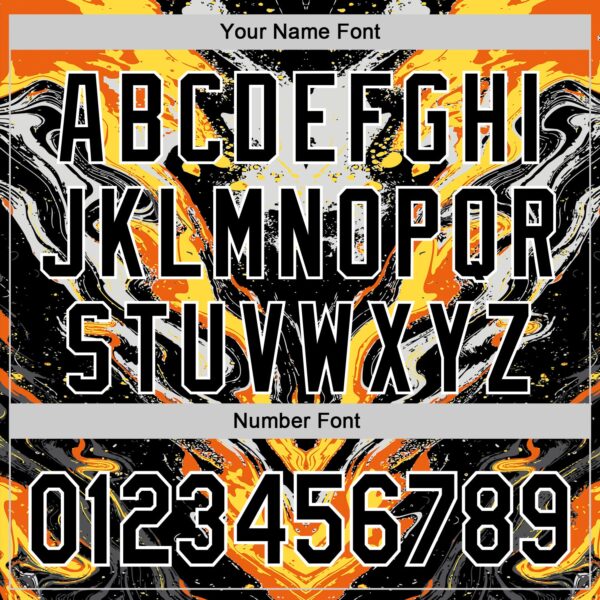 Custom Black Gray Orange Yellow-White 3D Pattern Design Rave Party Marble Lava Authentic Baseball Jersey