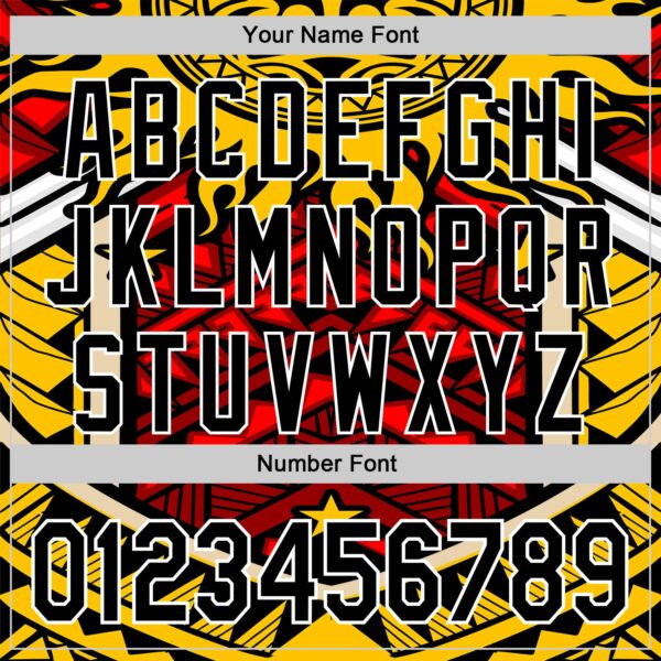 Custom Yellow Black Red-White 3D Pattern Design Rave Party Tribal Authentic Baseball Jersey