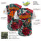 Custom White Orange Black-Yellow 3D Pattern Design Rave Party Roses Vintage Tattoos Authentic Baseball Jersey