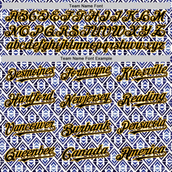 Custom White Black Royal-Gold 3D Pattern Design Rave Party Monogram Geometric Shape Authentic Baseball Jersey