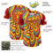 Custom Red Orange Black-White 3D Pattern Design Rave Party Marble Lava Authentic Baseball Jersey