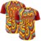 Custom Red Orange Black-White 3D Pattern Design Rave Party Marble Lava Authentic Baseball Jersey