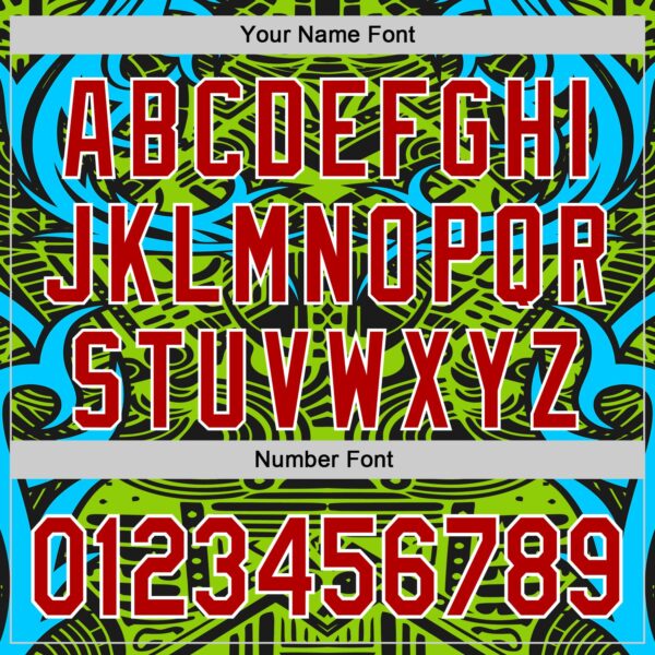 Custom Green Red Blue Black-White 3D Pattern Design Burner Costumes Tribal Authentic Baseball Jersey