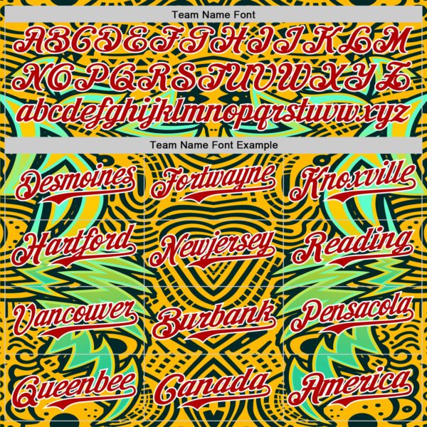 Custom Gold Red Black Green-White 3D Pattern Design Burner Costumes Tribal Authentic Baseball Jersey