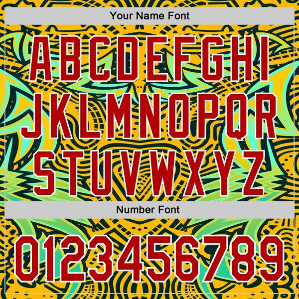 Custom Gold Red Black Green-White 3D Pattern Design Burner Costumes Tribal Authentic Baseball Jersey