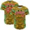 Custom Gold Red Black Green-White 3D Pattern Design Burner Costumes Tribal Authentic Baseball Jersey