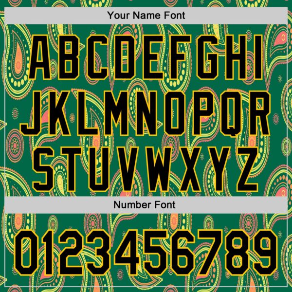 Custom Kelly Green Black-Yellow 3D Pattern Design Burner Costumes Paisley Bandana Authentic Baseball Jersey