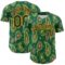 Custom Kelly Green Black-Yellow 3D Pattern Design Burner Costumes Paisley Bandana Authentic Baseball Jersey