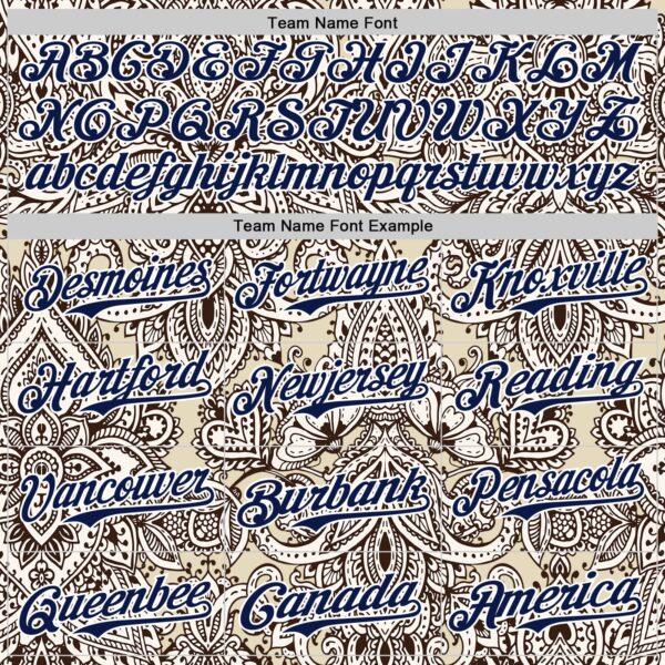 Custom Cream Navy-White 3D Pattern Design Burner Costumes Paisley Bandana Authentic Baseball Jersey
