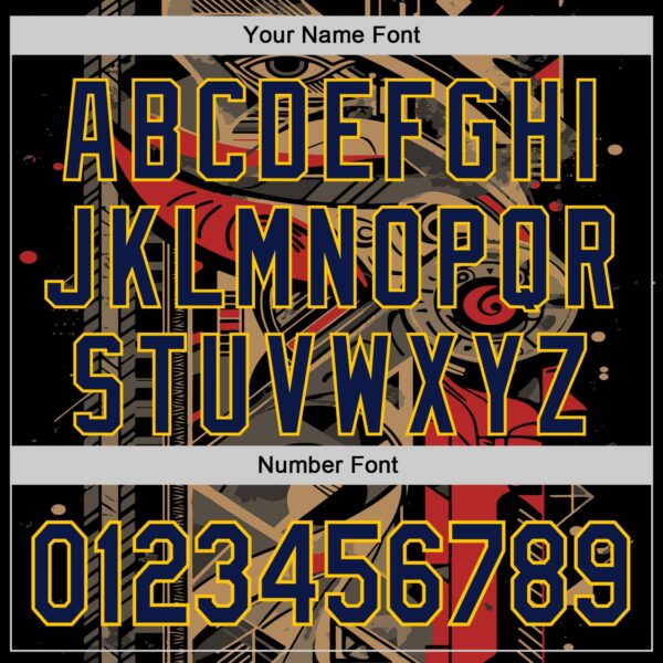 Custom Black Navy-Yellow 3D Pattern Design Burner Costumes Abstract Shape Authentic Baseball Jersey