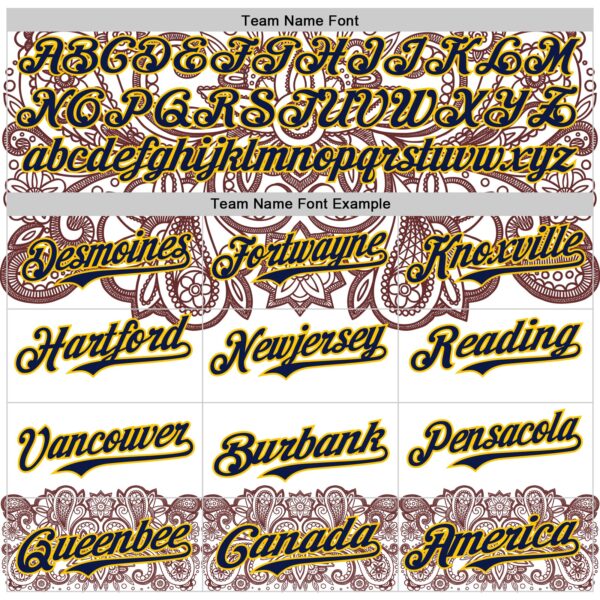 Custom White Navy Red-Yellow 3D Pattern Design Burner Costumes Paisley Bandana Authentic Baseball Jersey