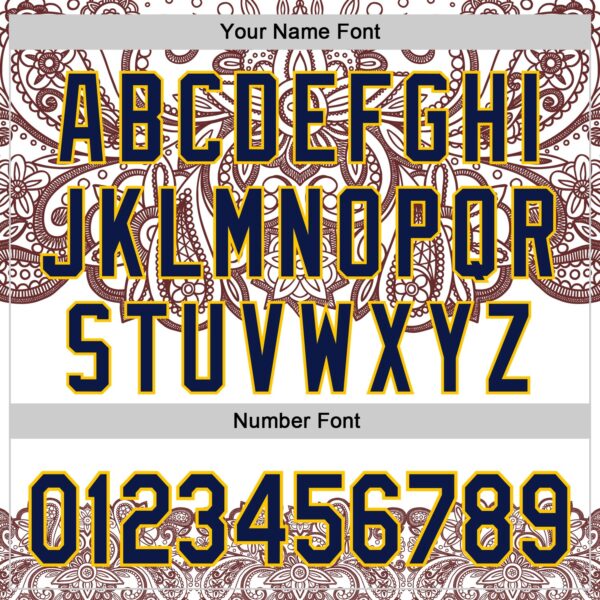 Custom White Navy Red-Yellow 3D Pattern Design Burner Costumes Paisley Bandana Authentic Baseball Jersey