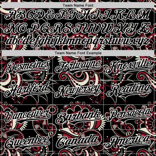 Custom Black White 3D Pattern Design Burner Costumes Paisley Bandana Authentic Baseball Jersey