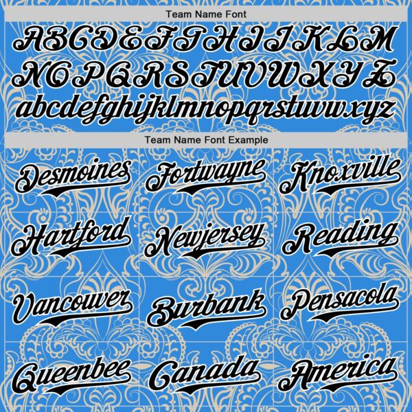 Custom Electric Blue Black-White 3D Pattern Design Burner Costumes Paisley Bandana Authentic Baseball Jersey