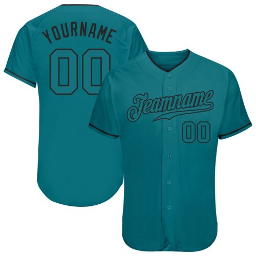 Aqua0037 Custom Teal Teal-Black Authentic Baseball Jersey
