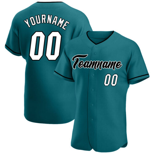 Aqua0090 Custom Teal White-Black Authentic Baseball Jersey