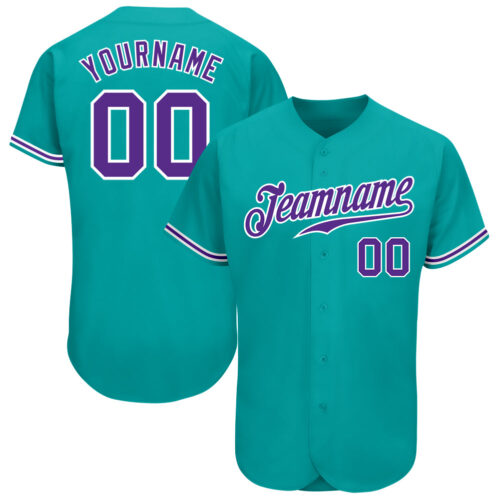 Aqua0110 Custom Aqua Purple-White Authentic Baseball Jersey