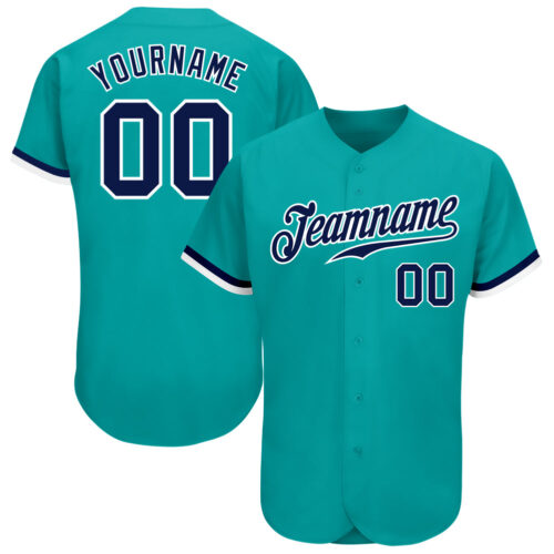Aqua0111 Custom Aqua Navy-White Authentic Baseball Jersey